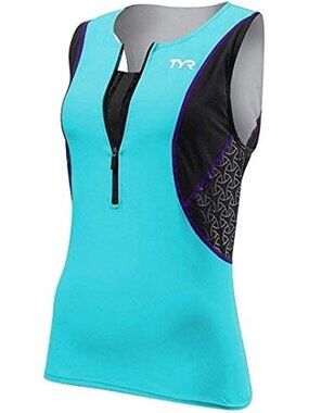 TYR Women's Competitor Triathlon Singlet w/ Bra, XS,  Blue Turquose/ Purple